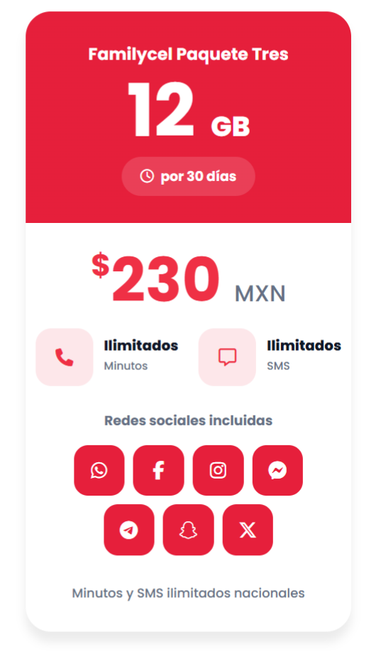 Familycel Paquete Tres