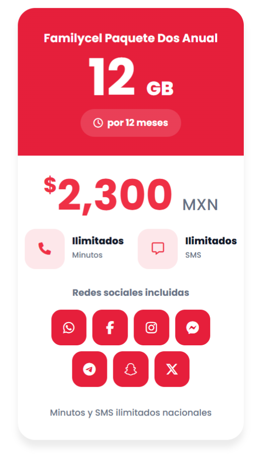 Familycel Paquete Anual Dos